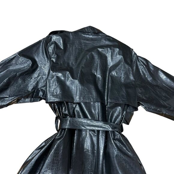 Wippette Ken Sporn Vintage Vinyl Croc Embossed Print Double Breasted Trench Coat - Picture 6 of 13